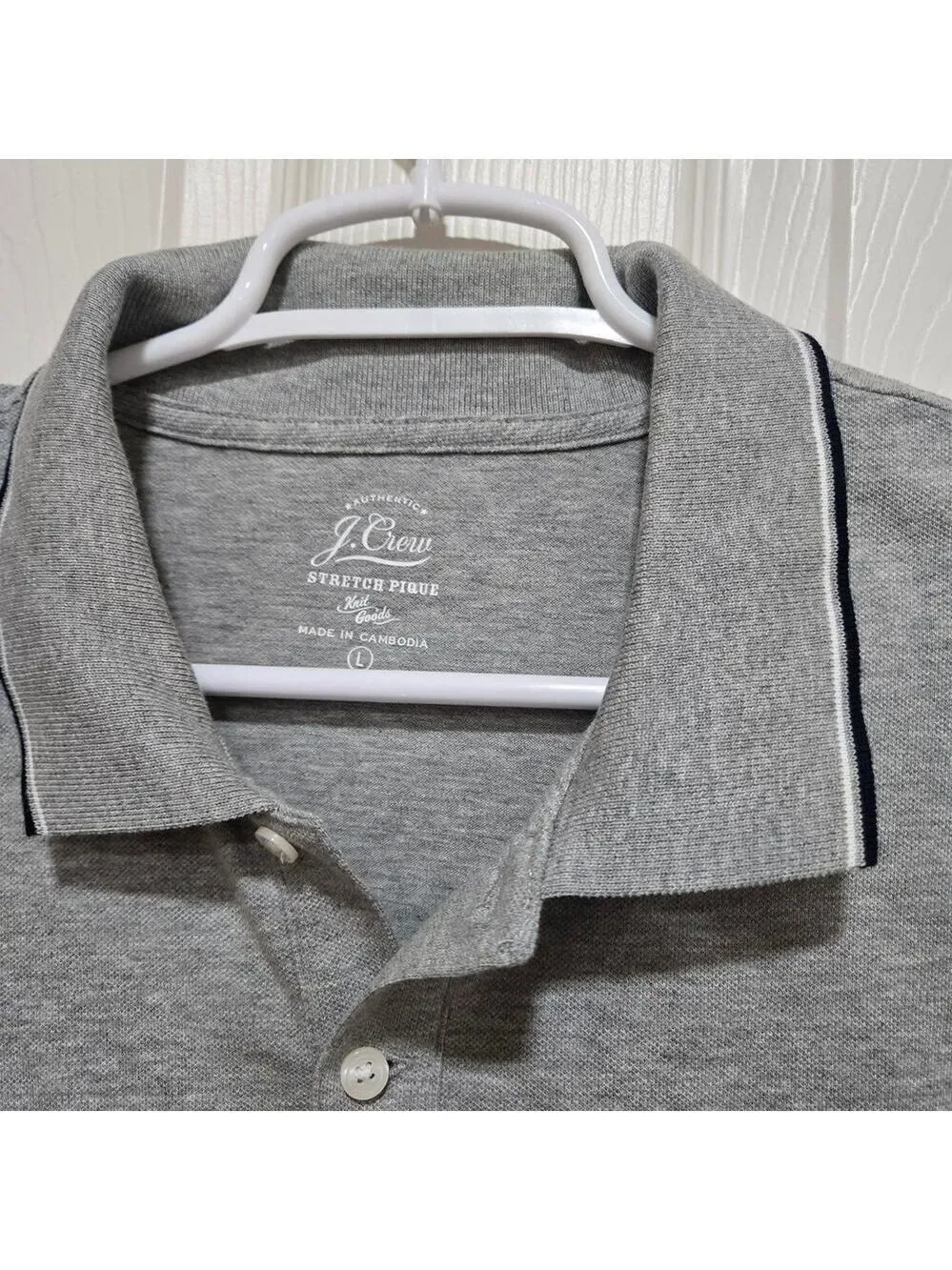J.Crew Gray Stretch Pique Polo Shirt Mens Large Pocket